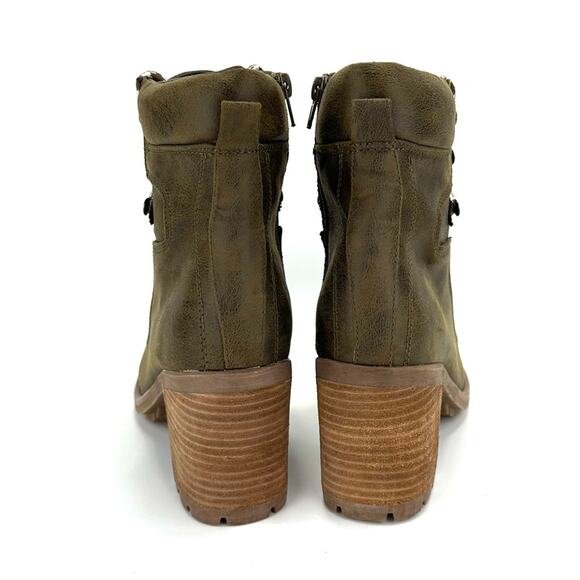 Carlos Santana Ardent Green Ankle Boot Sz 10 Faux Leather Block Heel Zip Closure - Picture 14 of 15